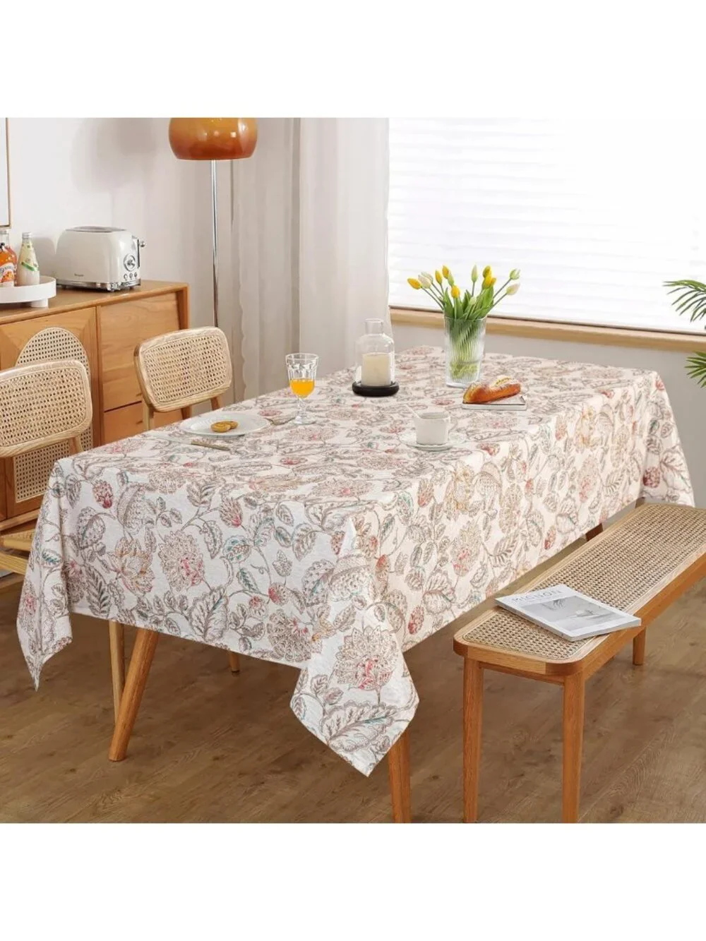 Floral Linen Tablecloth 60x84